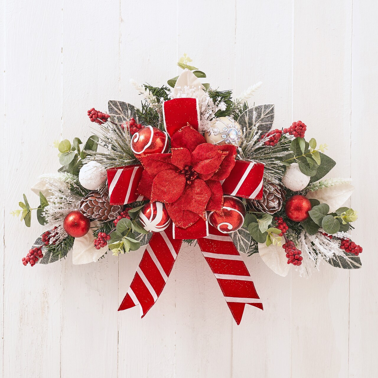 Christmas Poinsettia Swag - Handcrafted Christmas Decorations - Holiday Tree
